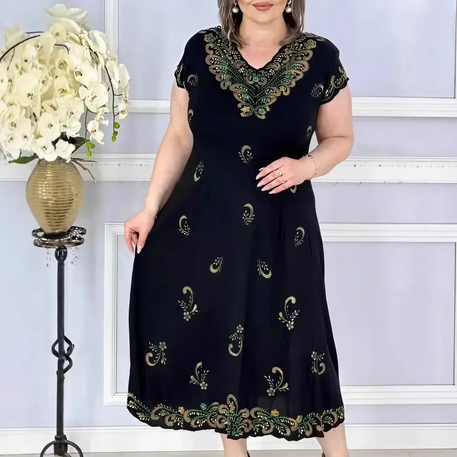 Aurelis™ Dress with Ornamental Embroidery and a Flawless Fit