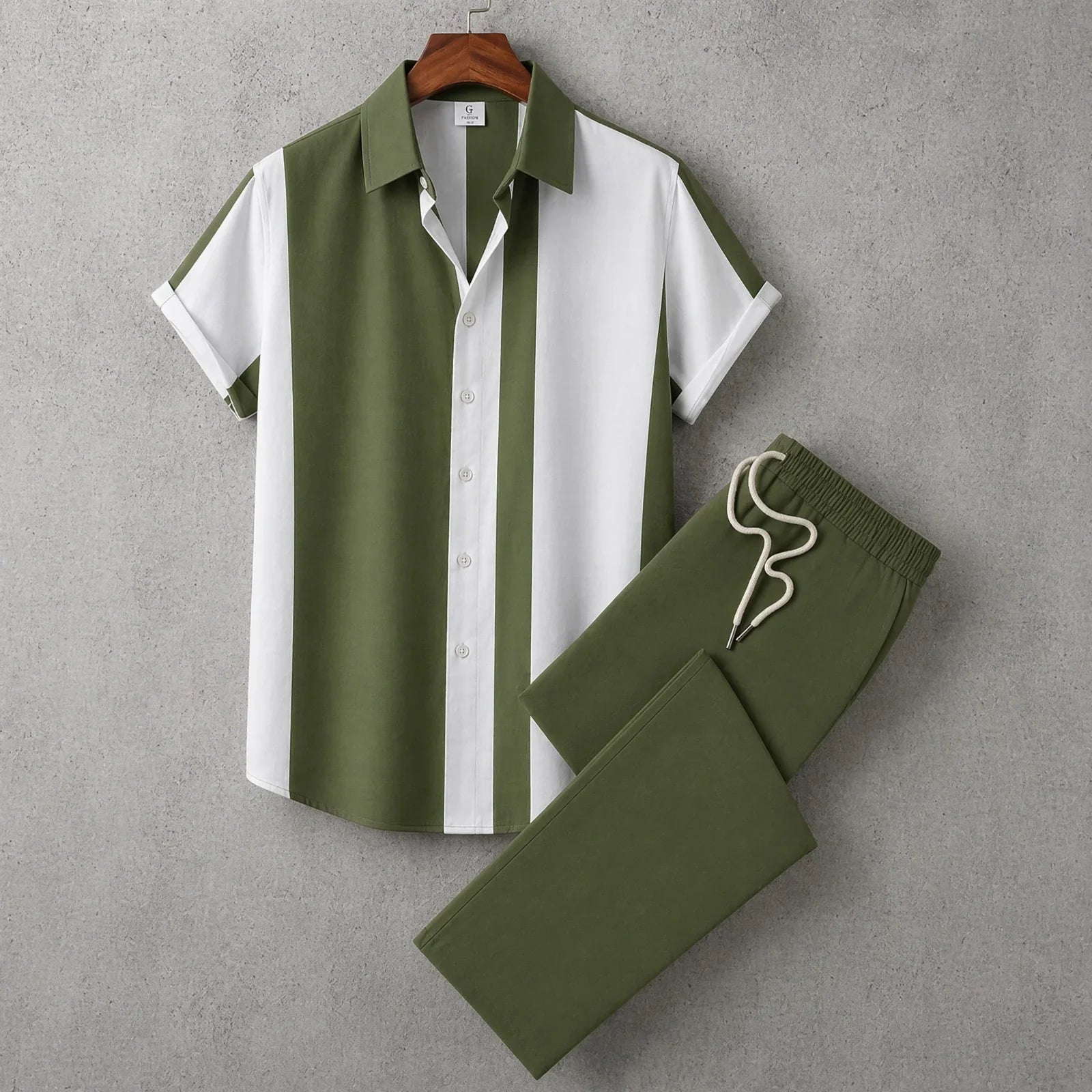 Dionysus™ Set with Asymmetrical Stripes and Pants with an Elastic Waistband