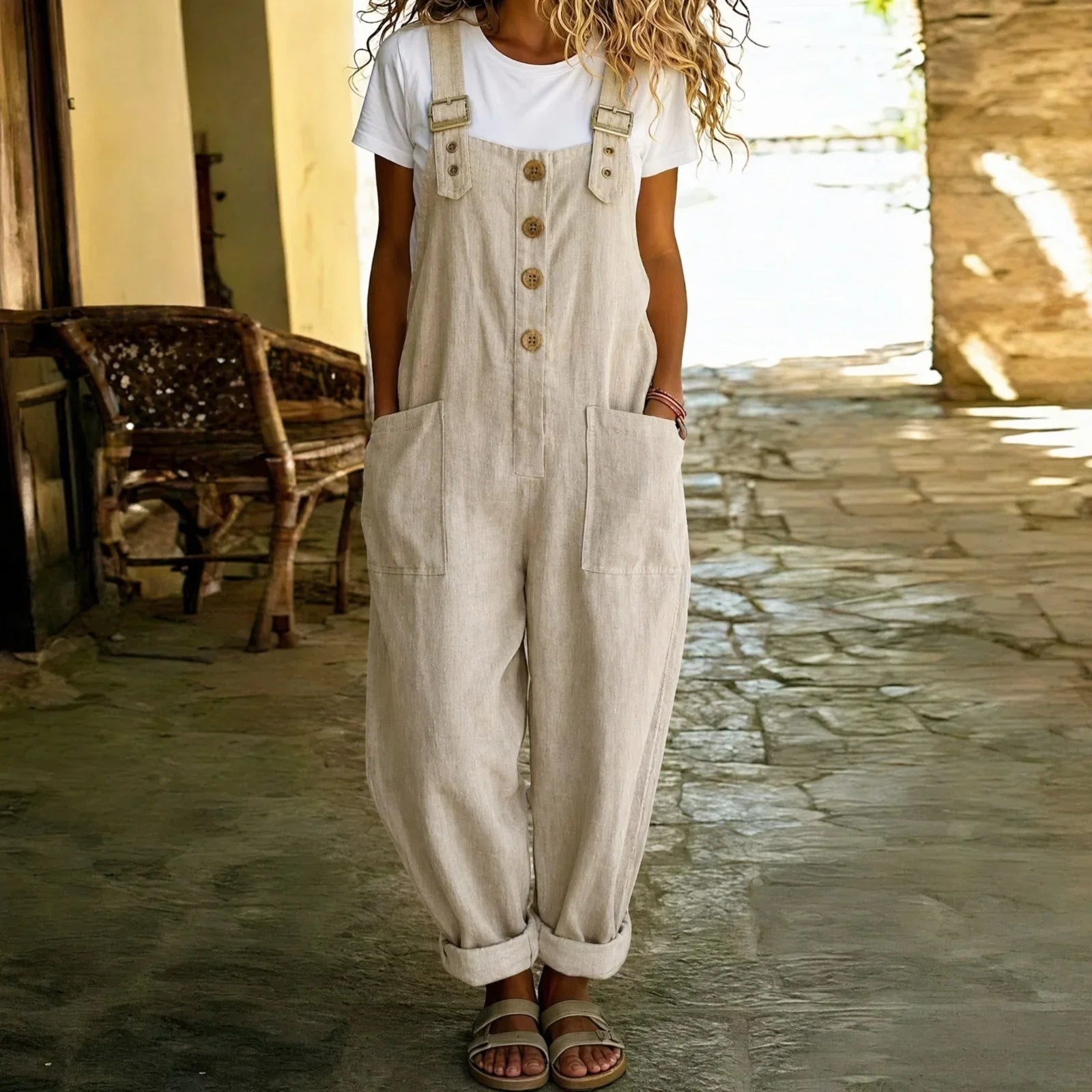 Dew™ Overalls-Style Jumpsuit with Functional Pockets