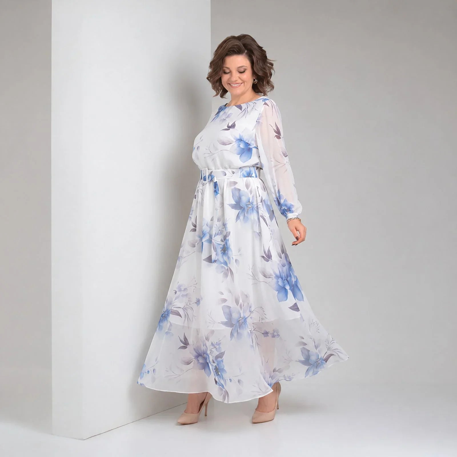 Manuela™ Dress with Defined Waist and Boat Neckline