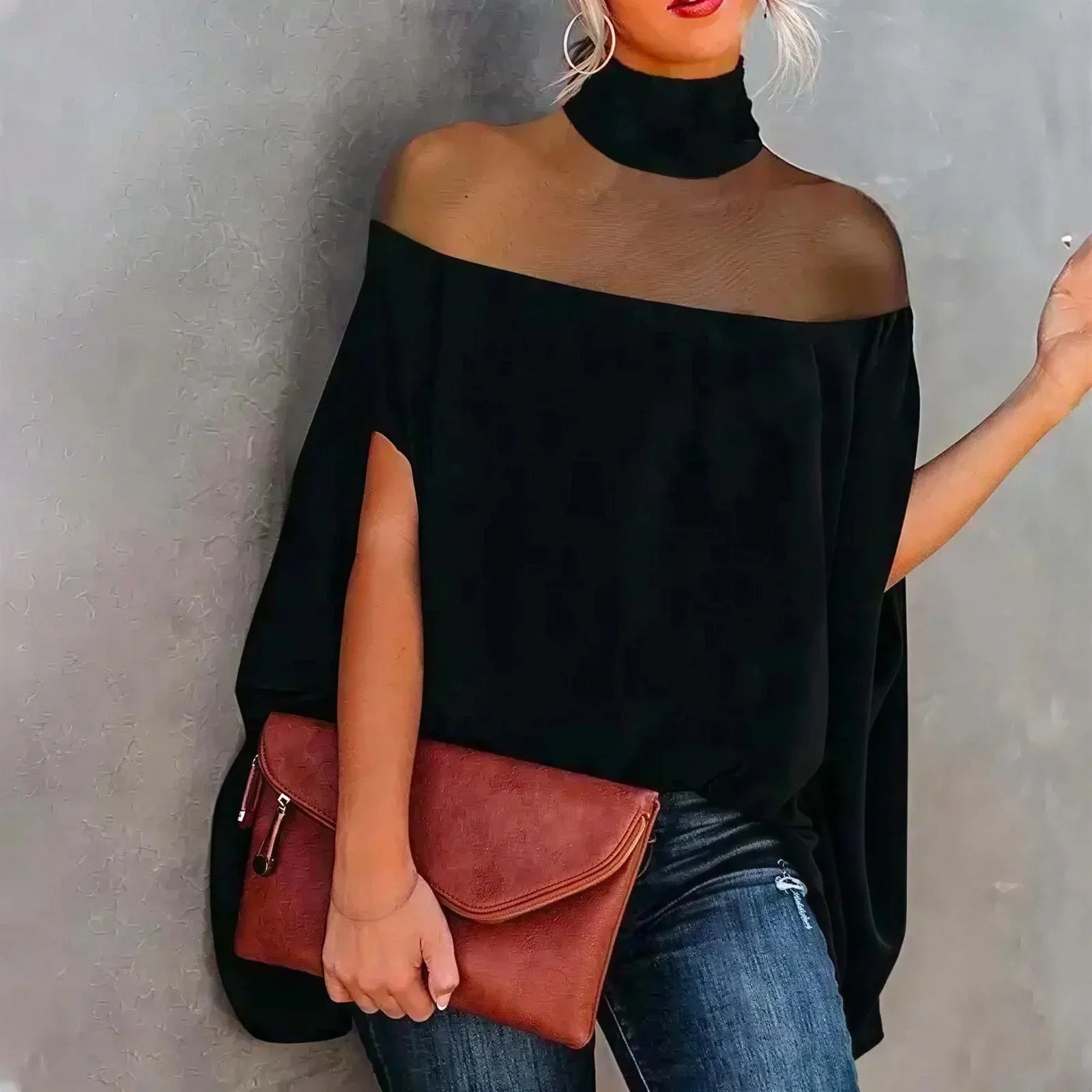 Parma™ Top with High Neck and Sheer Shoulders