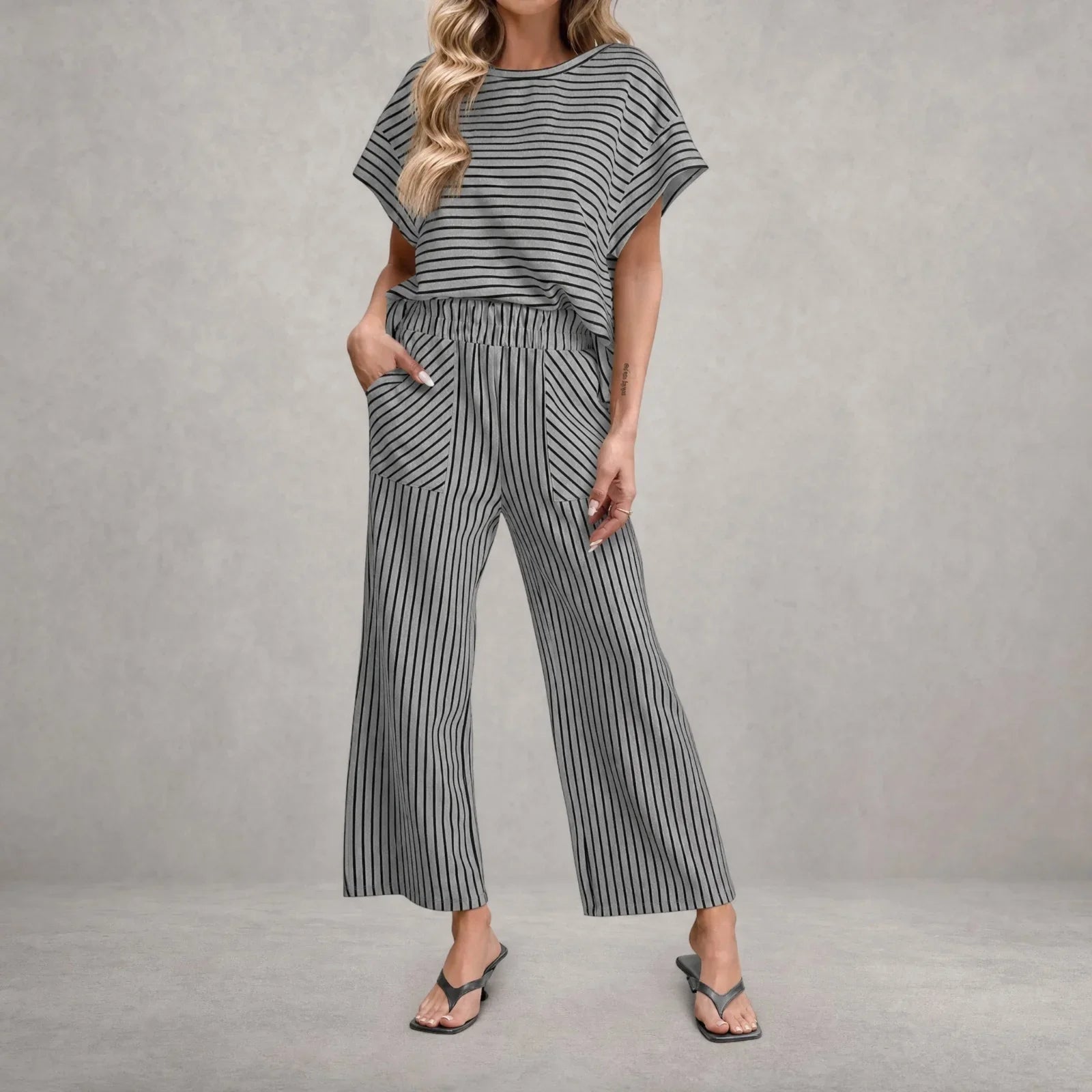 Oasis™ Striped Set with Drawstring Waistband