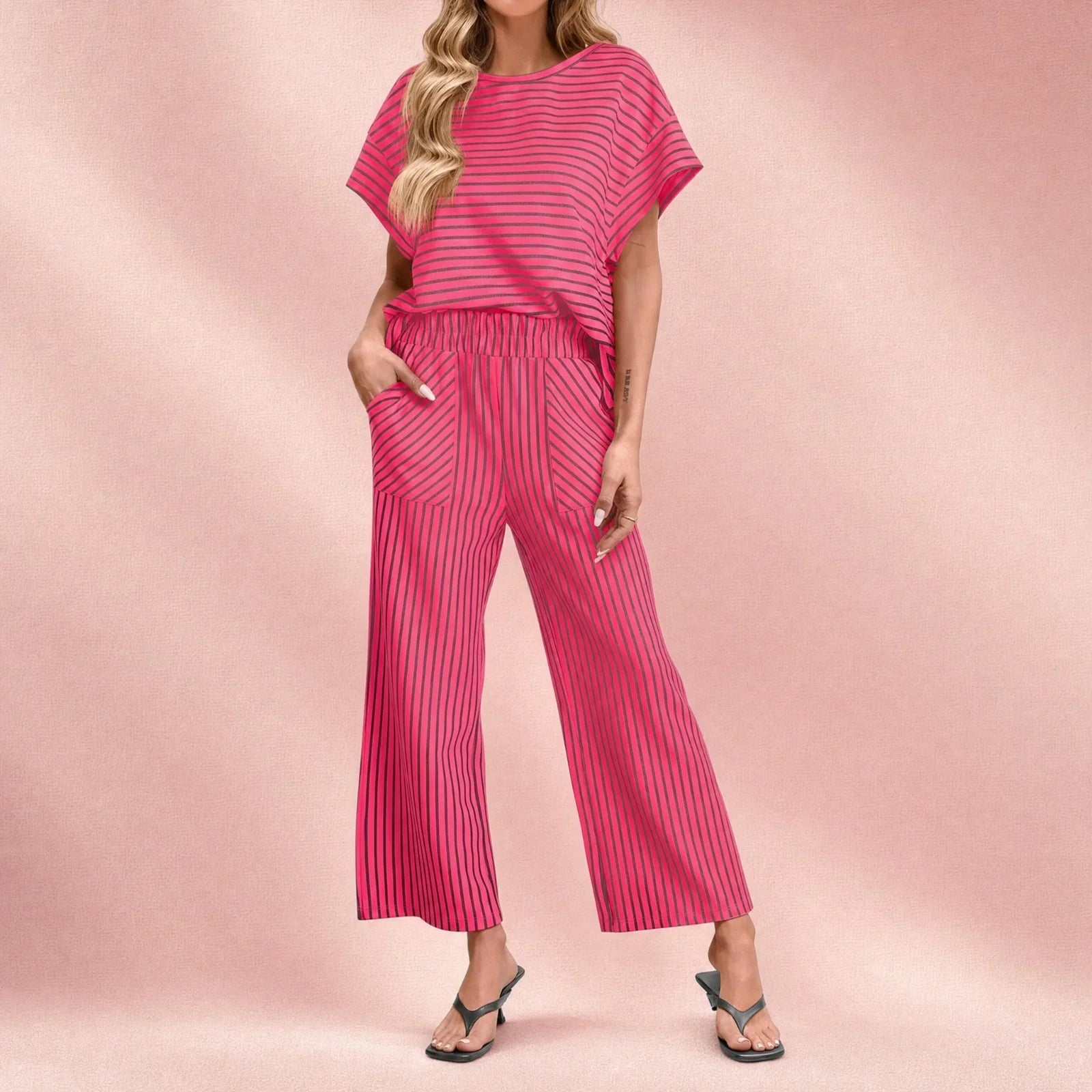 Oasis™ Striped Set with Drawstring Waistband