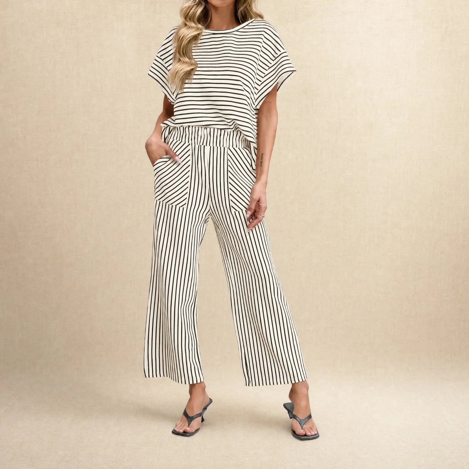 Oasis™ Striped Set with Drawstring Waistband
