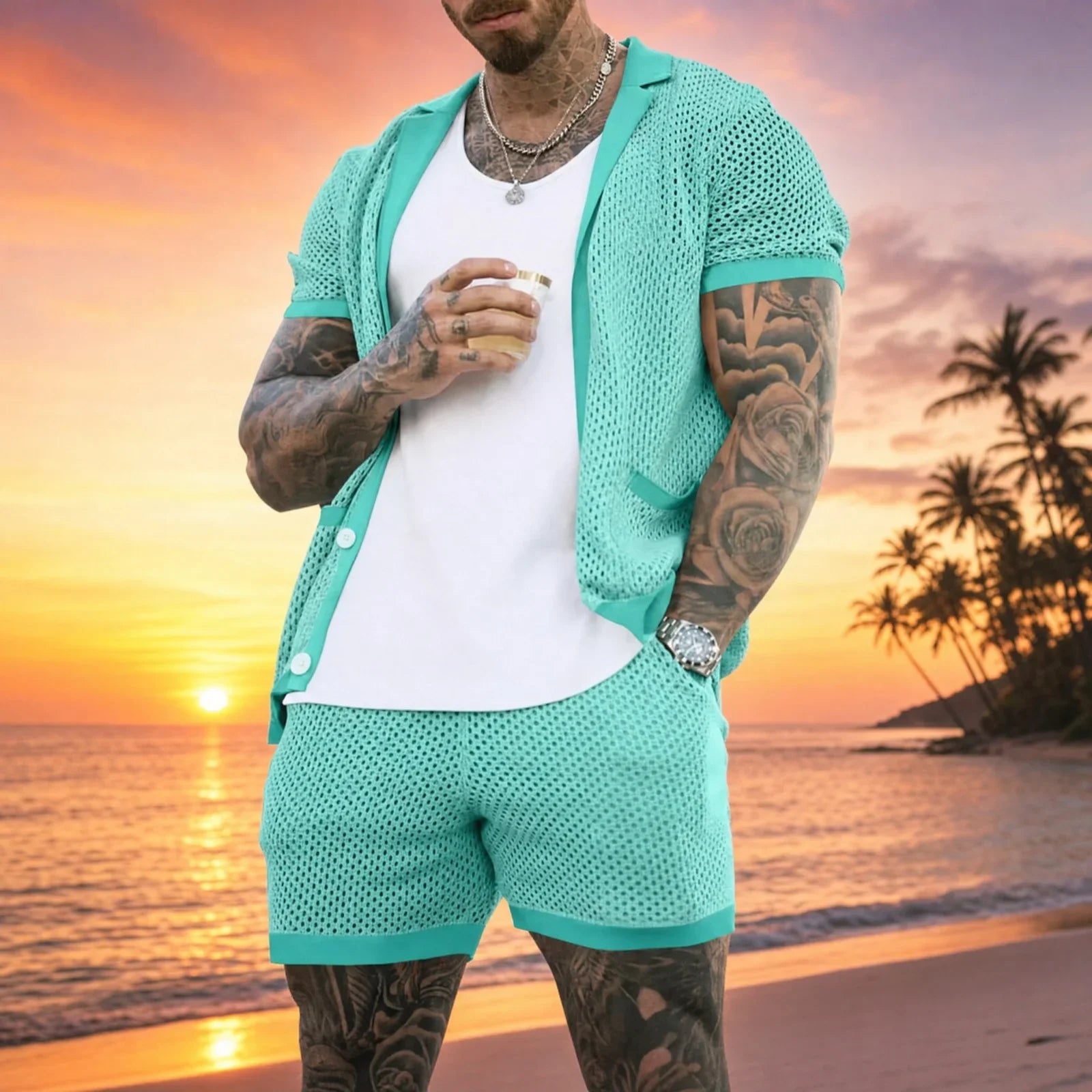 Cancún™ Set in Open-Knit Mesh and a Relaxed Design