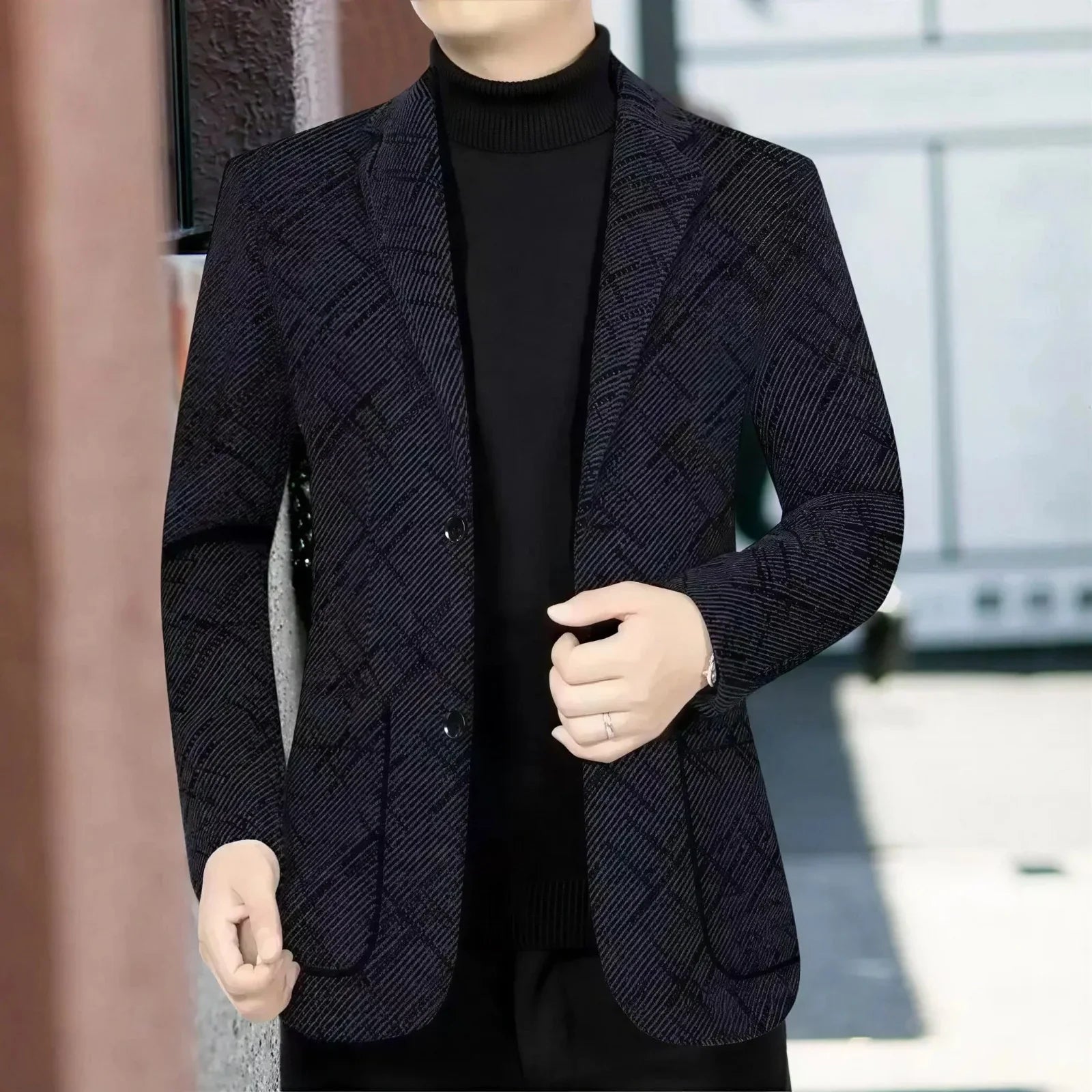 Salzburg™ Blazer with Textured Weave and Geometric Pattern