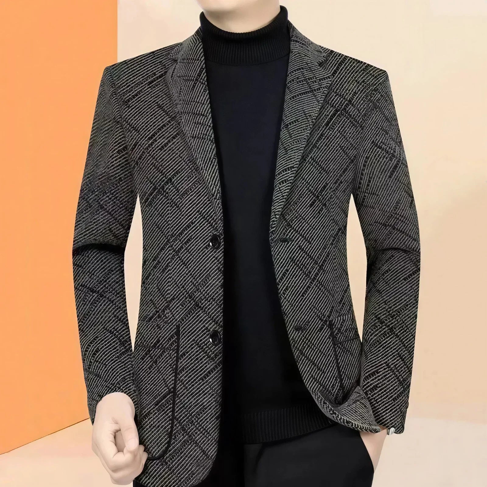 Salzburg™ Blazer with Textured Weave and Geometric Pattern
