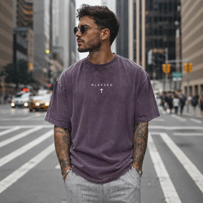 Blessed Motion™ Oversized Tee With Washed Vintage Finish