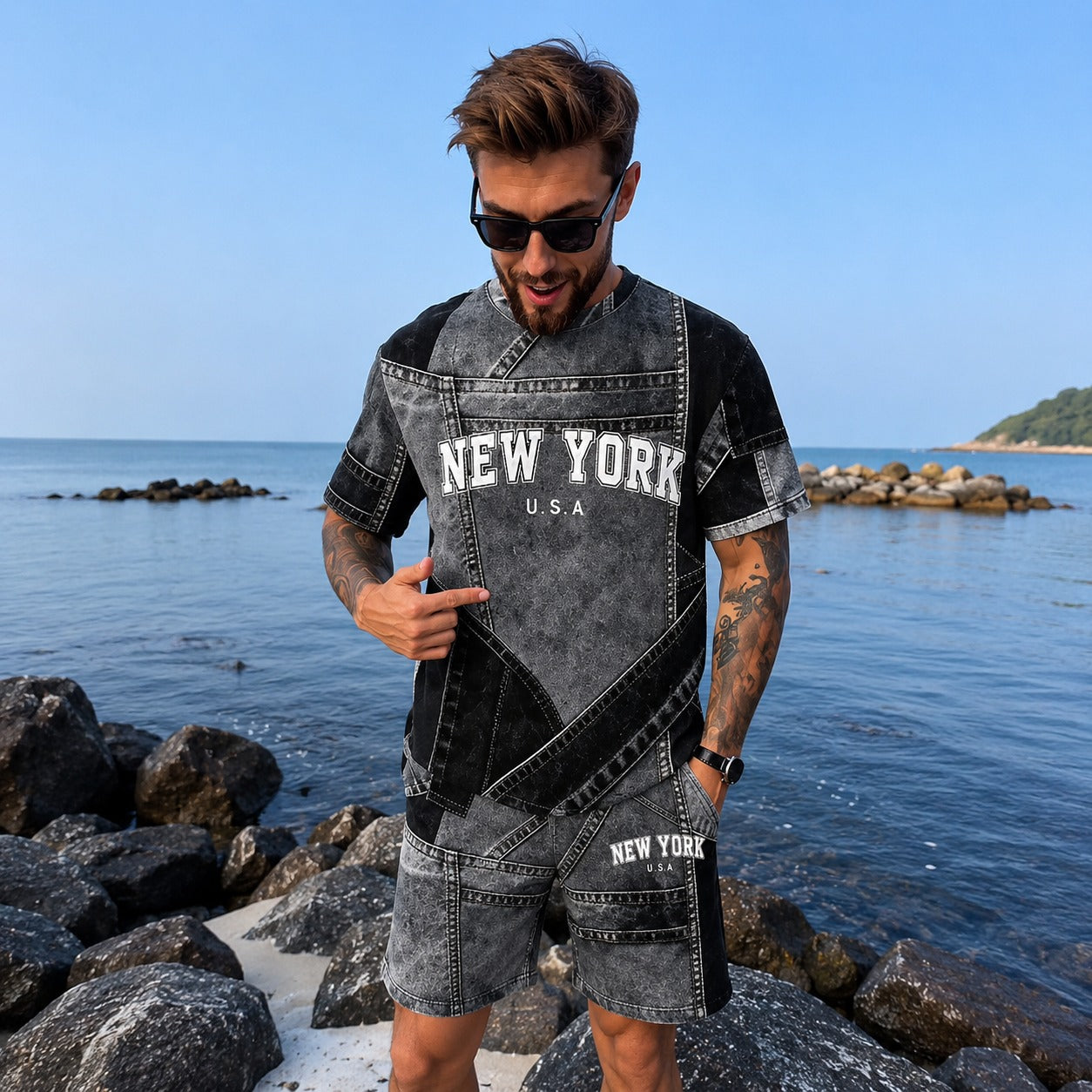 Dominic™ Denim-Effect Set