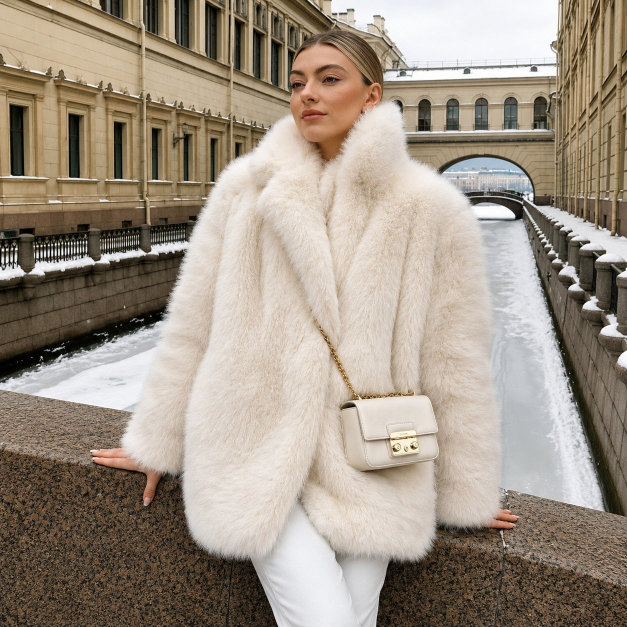 Courchevel™ Soft Plush Coat with a Statement Collar