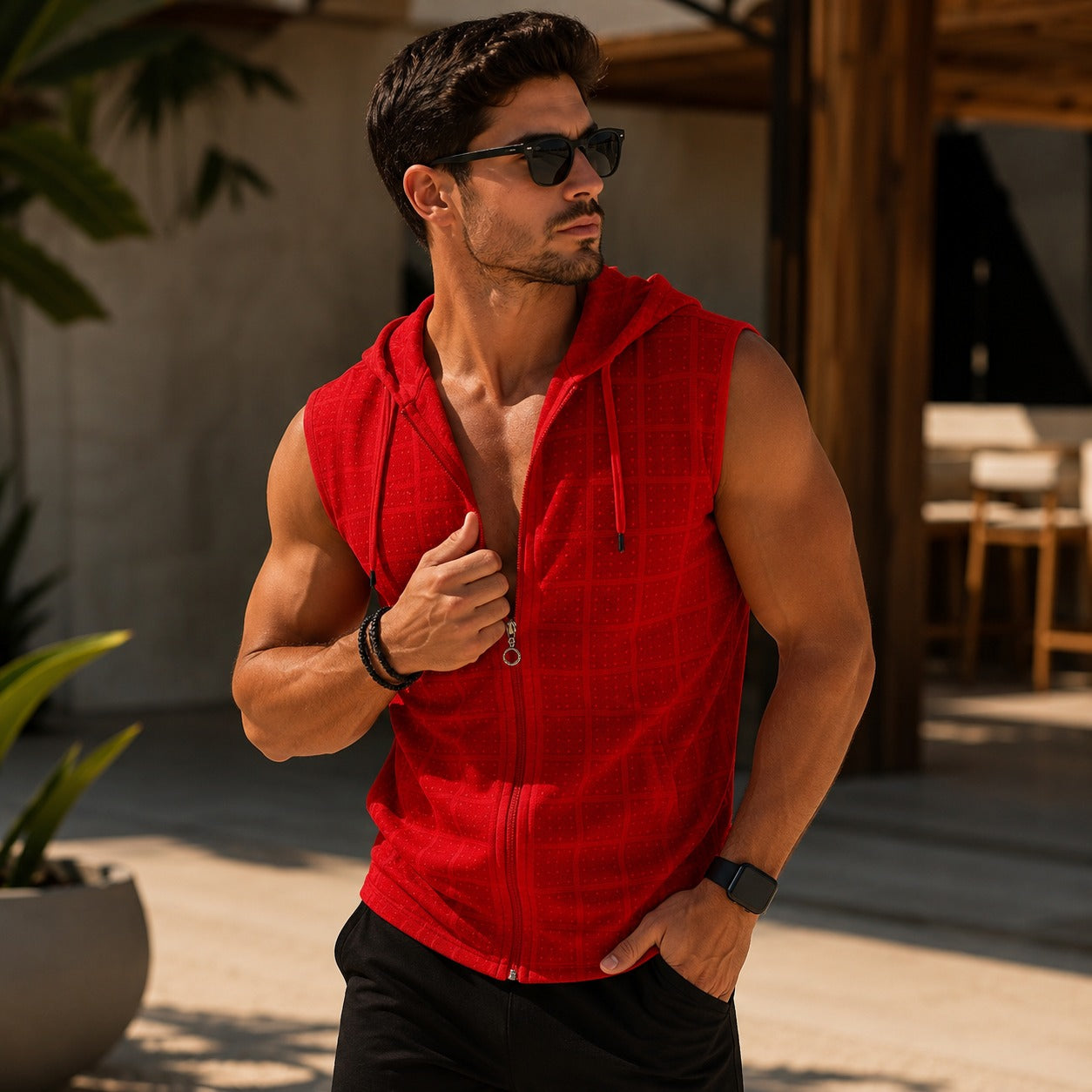 Carter™ Breathable Knit Tank Top with Hood and Front Zipper