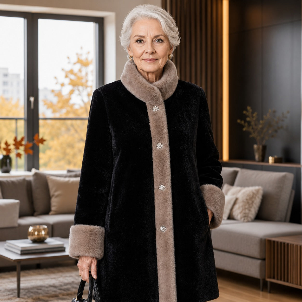 Saint Moritz™ Luxury Faux Velvet Coat for Elegant Winter Comfort