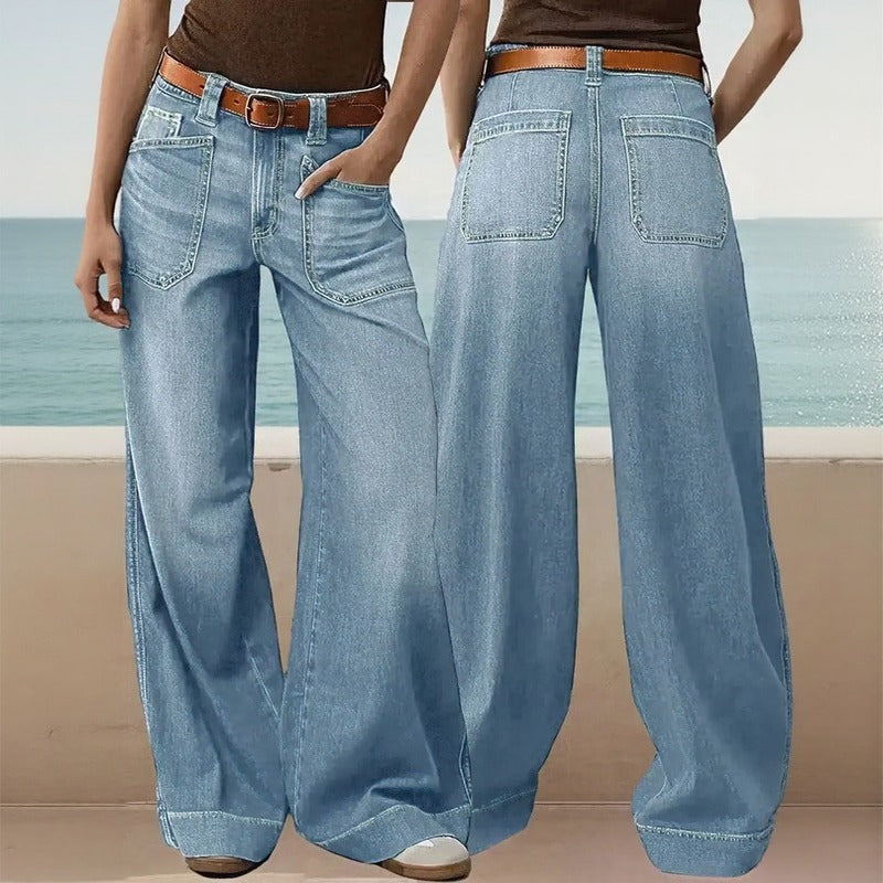 Castela™ Wide-Leg Jeans With Stonewashed Finish