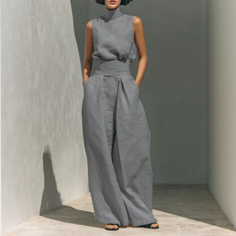 Lysenne™ High-Neck Sleeveless Top and Palazzo Pants Set