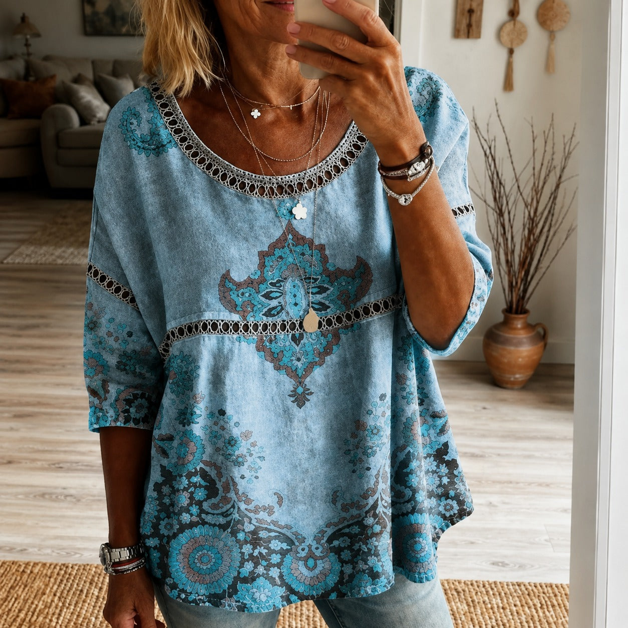 Blouse Adeline™ with Boho Chic Print and Relaxed Fit
