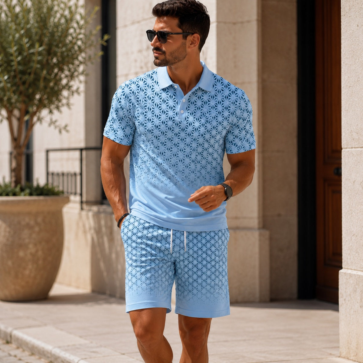Set Sterling™ with Gradient Geometric Print and Breathable Fabric