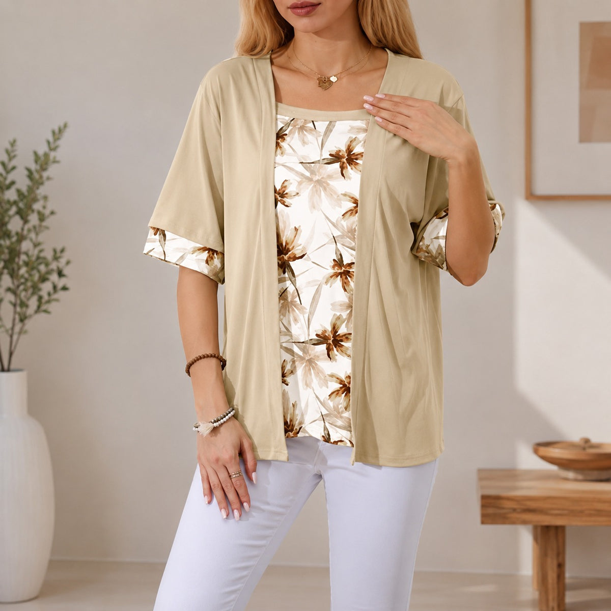 Blouse Laurel™ 2-in-1 with Cardigan Overlay and Floral Print