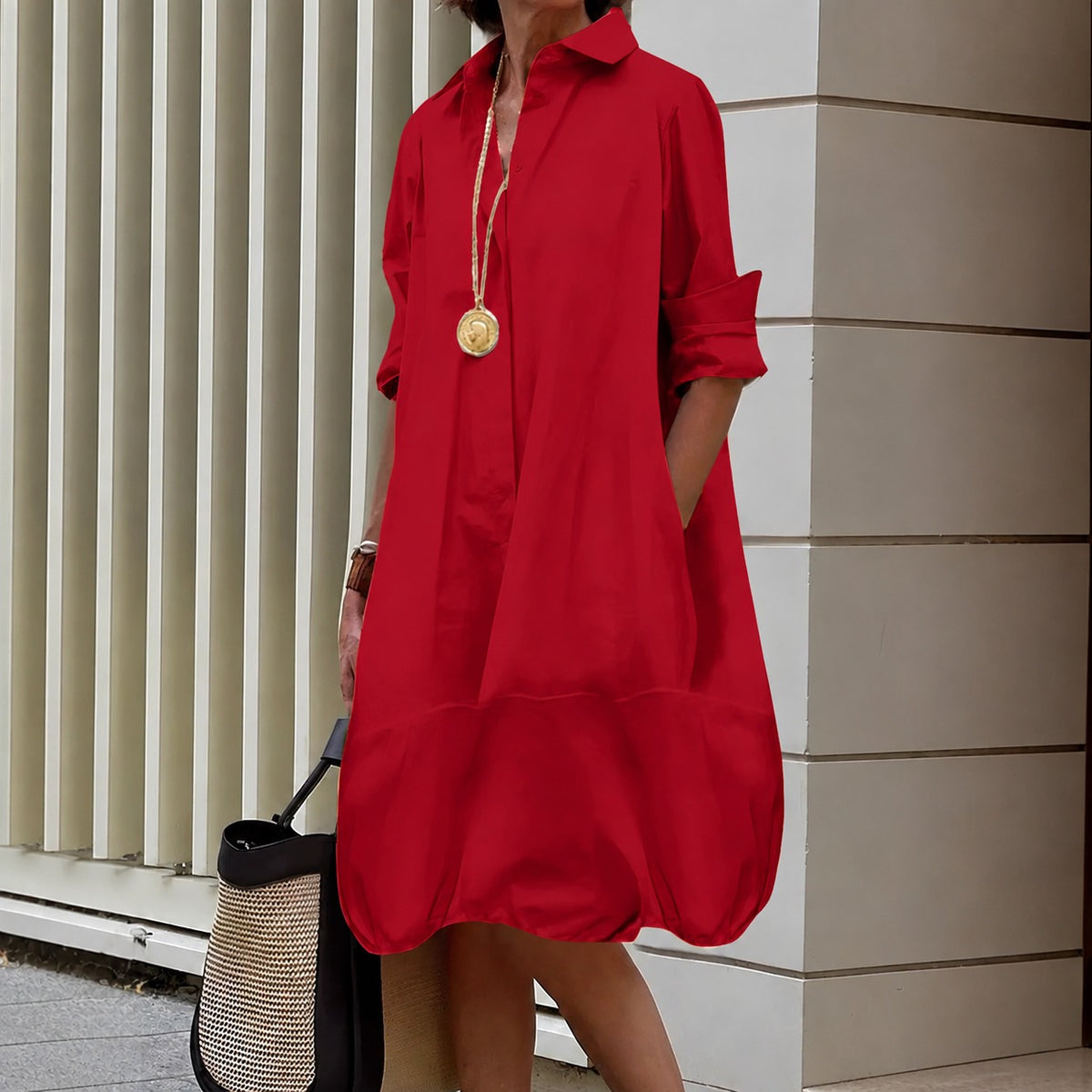 Shirt Dress Chelsea™ with Relaxed Fit and Balloon Hem