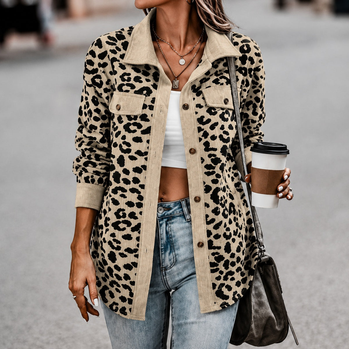 Jacket Maggie™ with Leopard Print and Flap Pockets