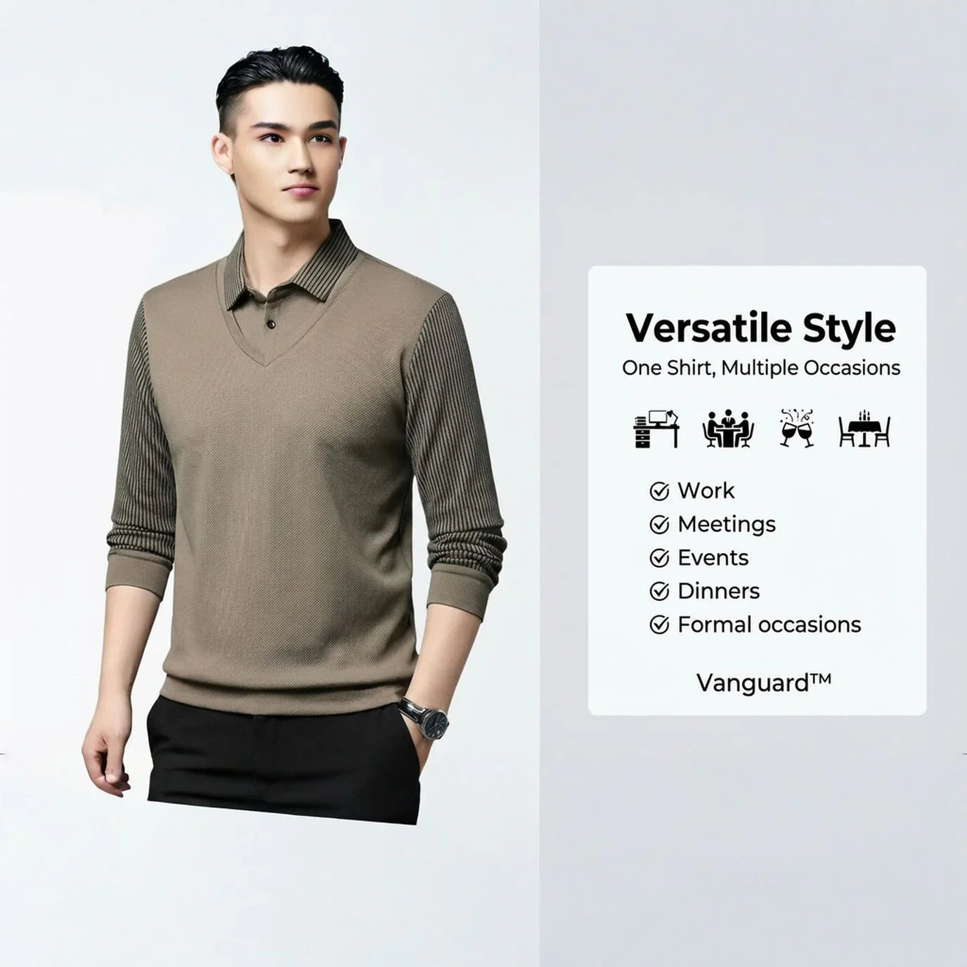 Vanguard™ Dress Shirt with Two-Piece Effect and Velvety Interior for Maximum Thermal Comfort!