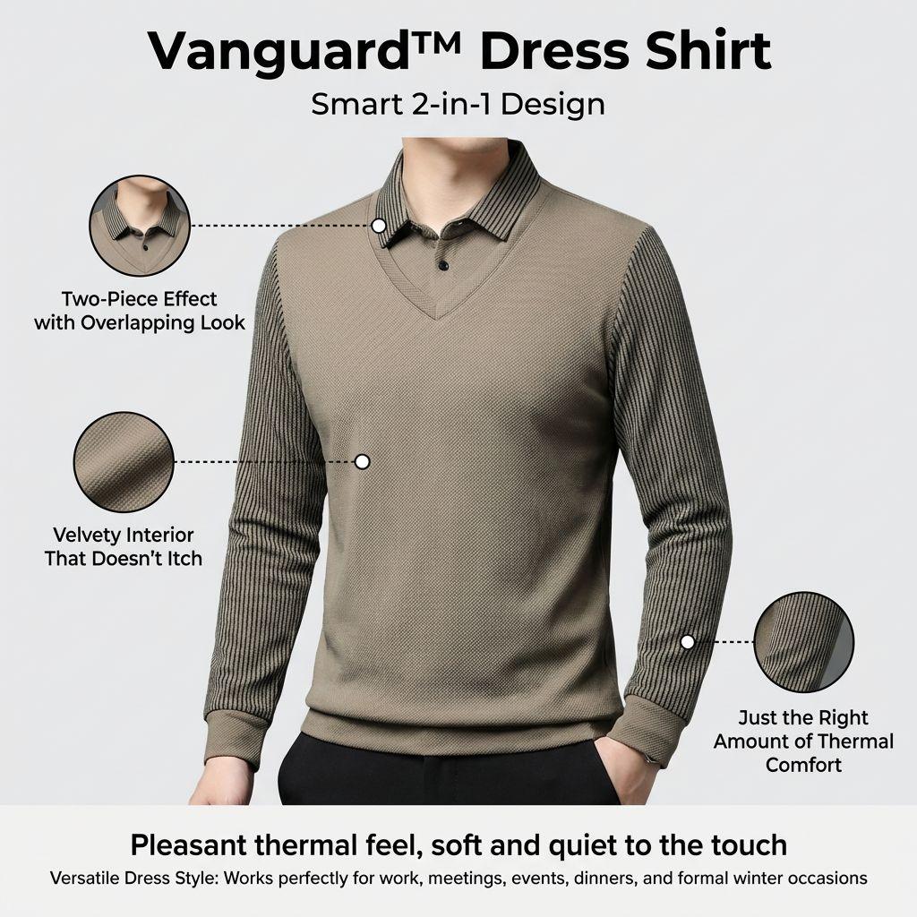Vanguard™ Dress Shirt with Two-Piece Effect and Velvety Interior for Maximum Thermal Comfort!