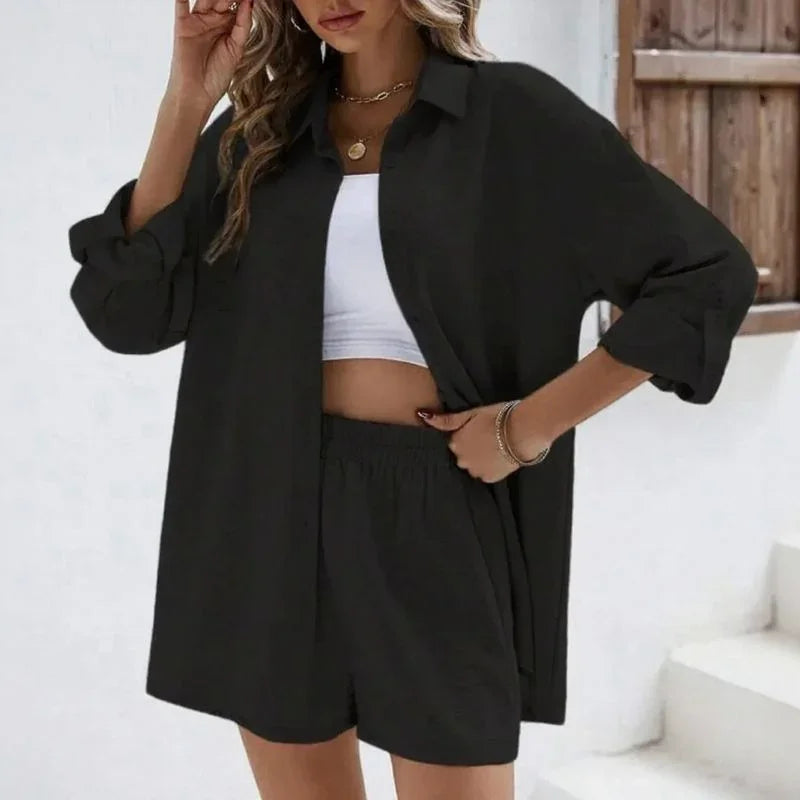 Soul™ Textured Cotton Set with Relaxed Shirt & Easy Shorts / Everyday Comfort with Polished Ease