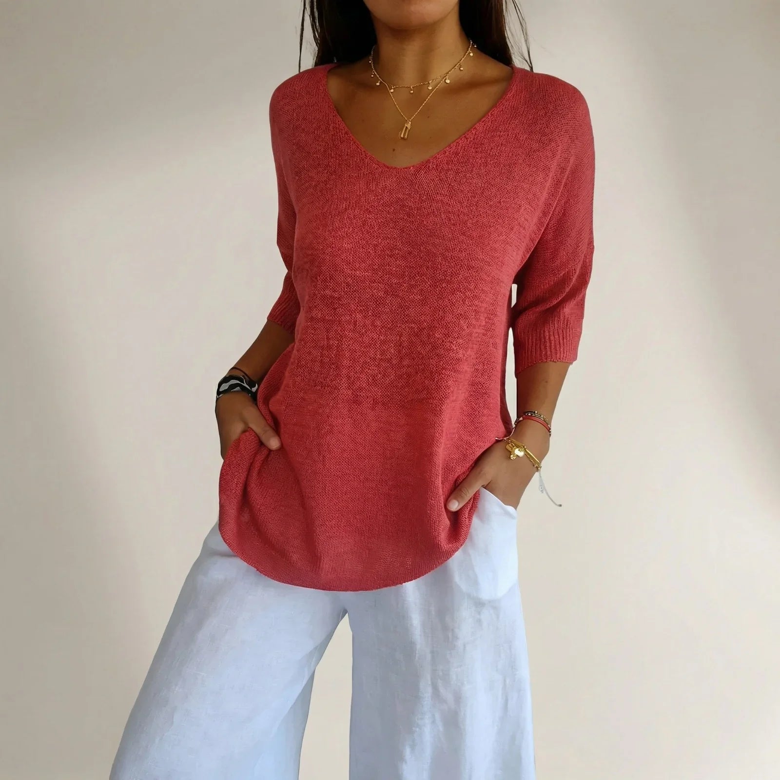 Carmim™ Blouse in Soft Knit with Textured Fabric