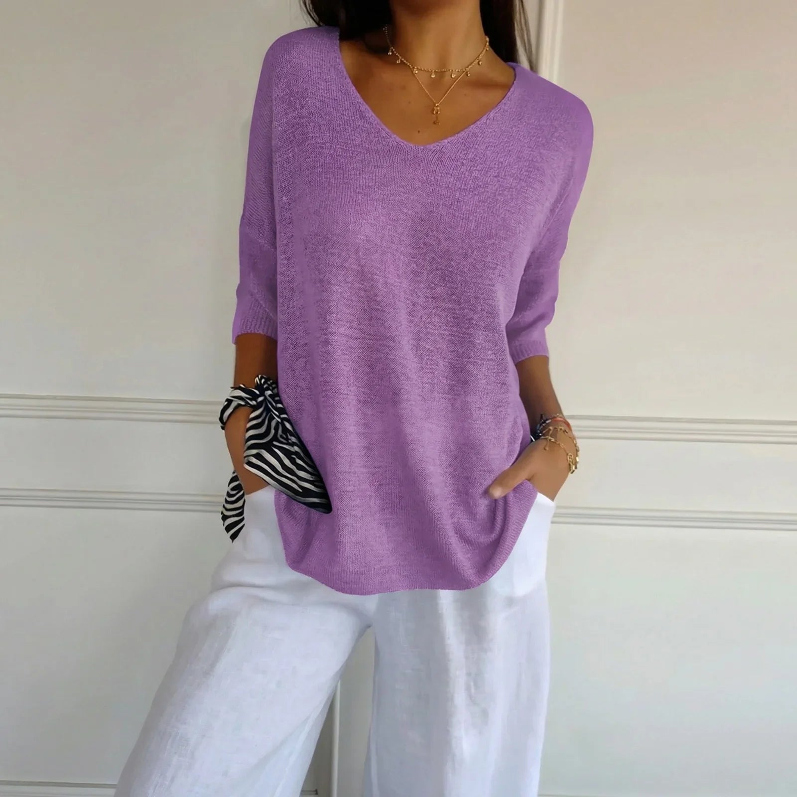 Carmim™ Blouse in Soft Knit with Textured Fabric