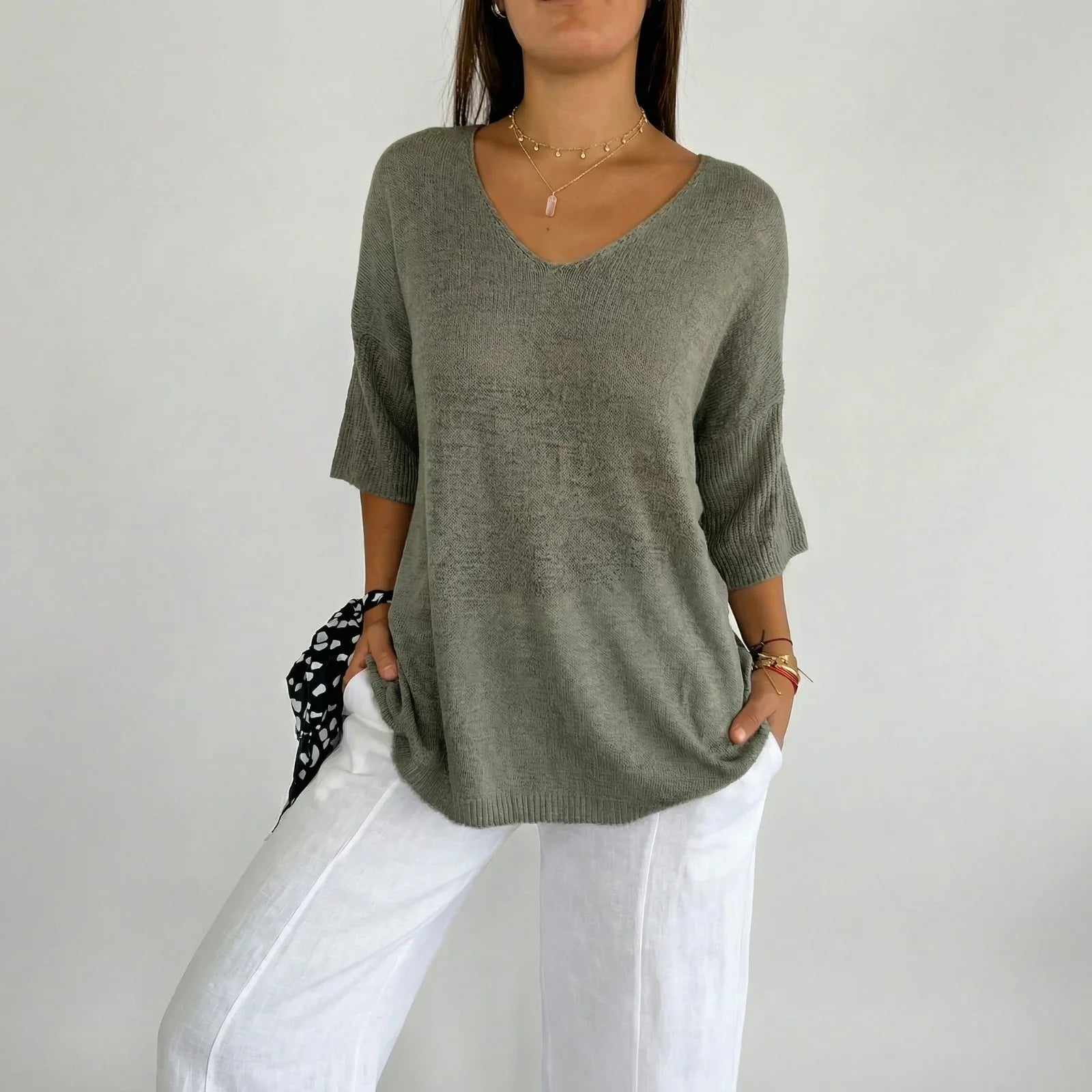 Carmim™ Blouse in Soft Knit with Textured Fabric