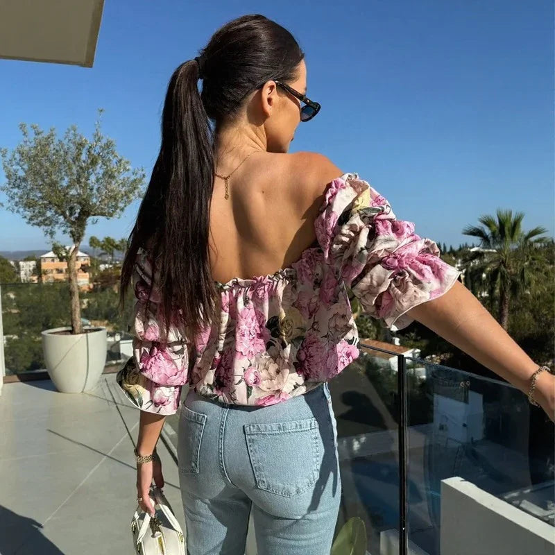 Florenze™ Off-Shoulder Blouse with Elegant Floral Design