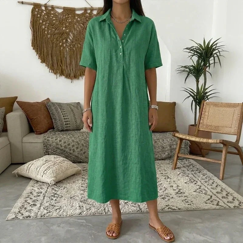 Bianca™ Dress with a Classic Collar and Front Buttons