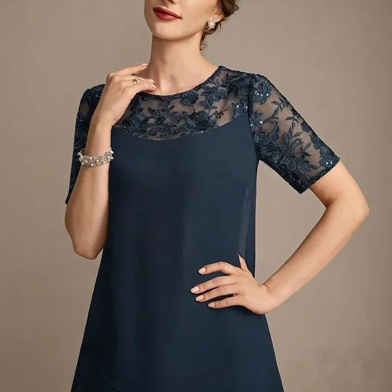 Monéa™ Dress with Lace Detail and Elegant Layered Design