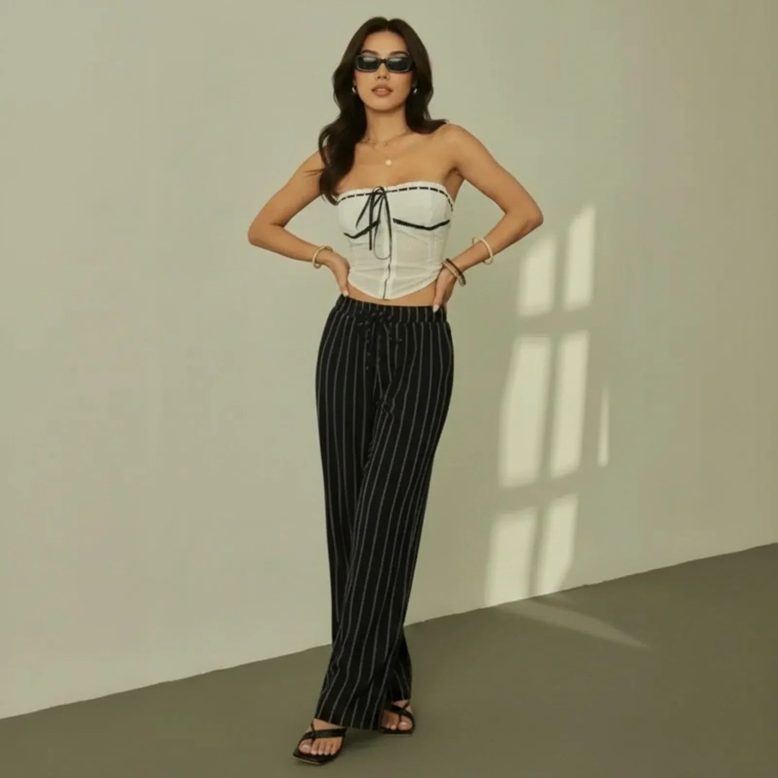 Zirelle™ Pants with Elegant Stripes and Smart Comfort