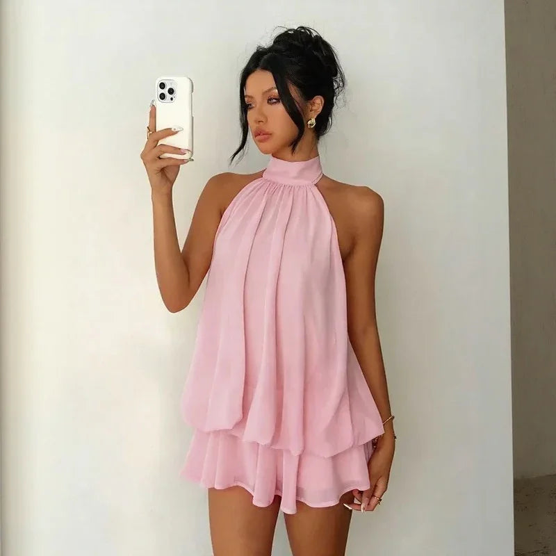 Serenya™ Dress with Halter Tie and Effortless Lightness