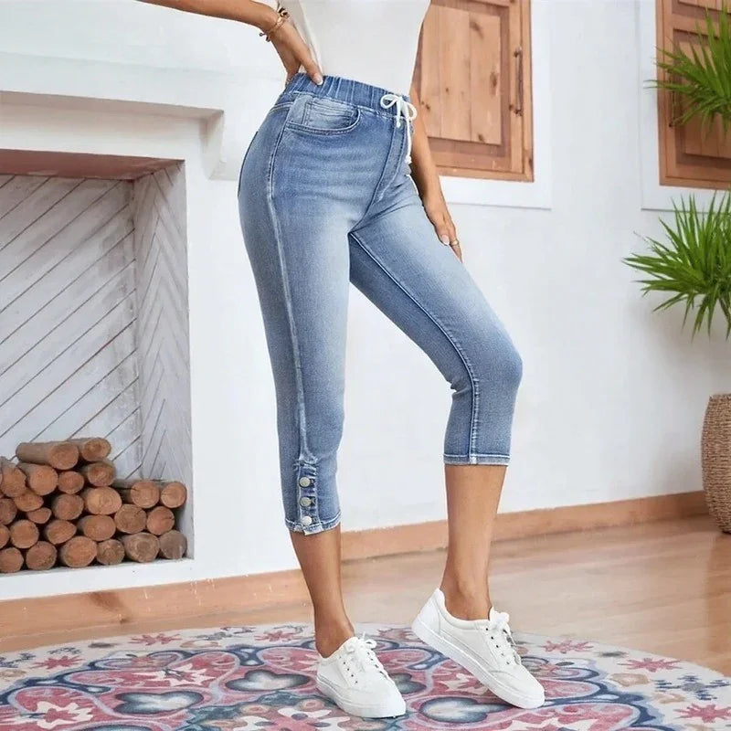 Lunessa™ Capri Jeans with Flexible Fit and Adjustable Waist