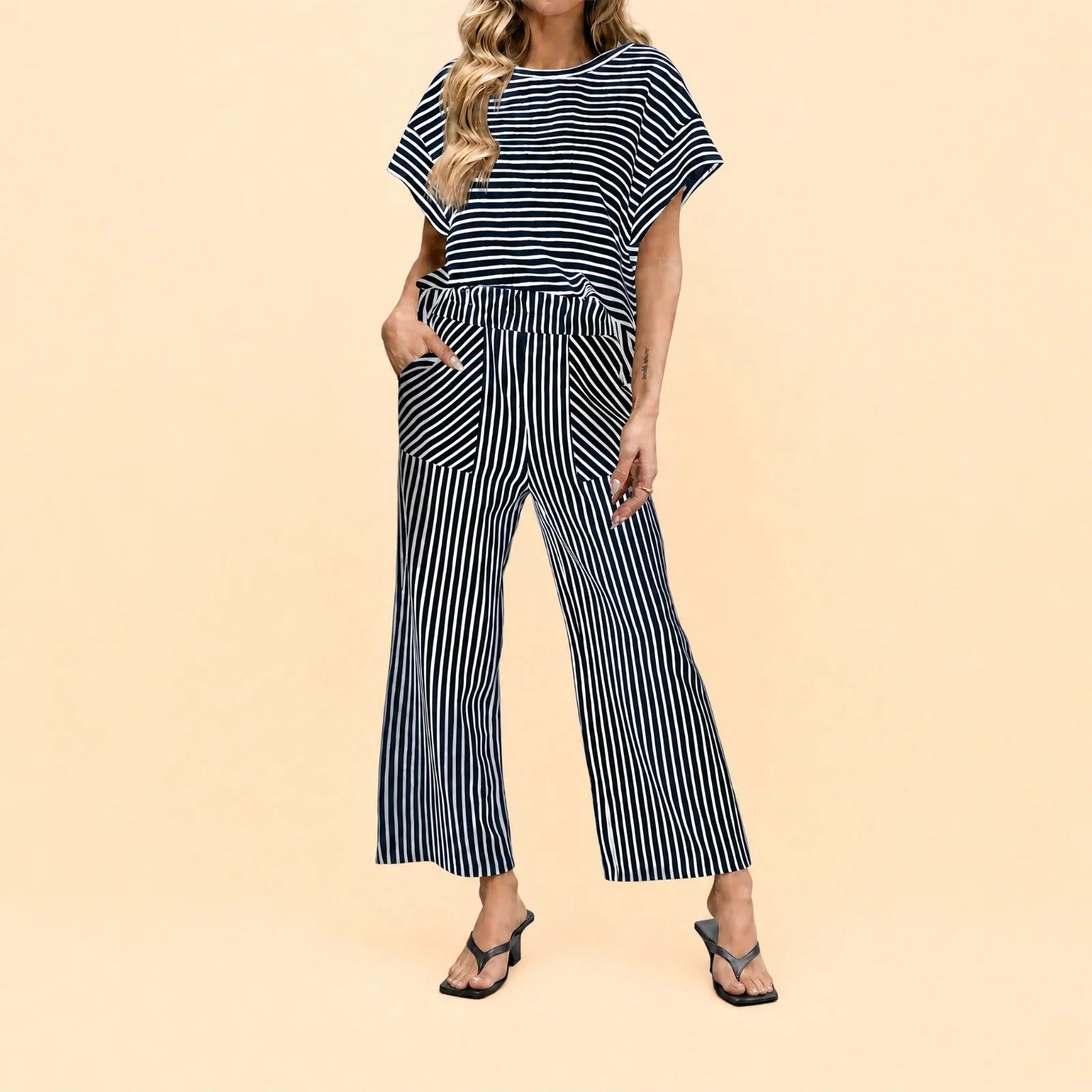 Oasis™ Striped Set with Drawstring Waistband