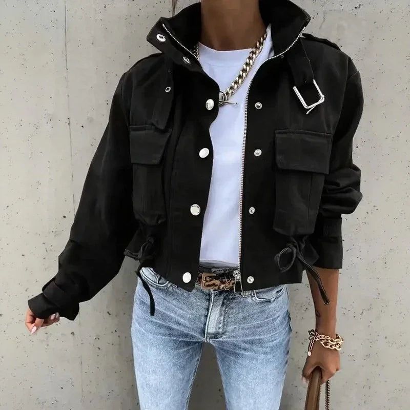 Valkyra™ Cropped Jacket With Contemporary Utility Design