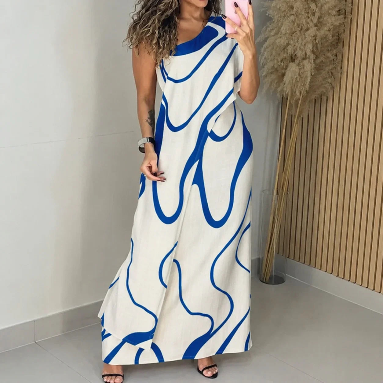 Alurea™ One-Shoulder Dress with Contemporary Print