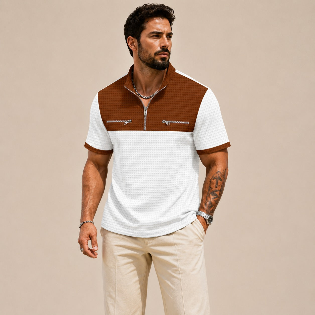 Axton™ Shirt with Zip Collar and Modern Style