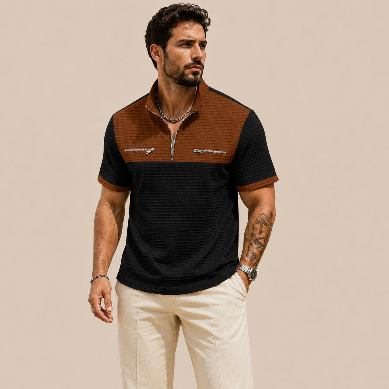 Axton™ Shirt with Zip Collar and Modern Style