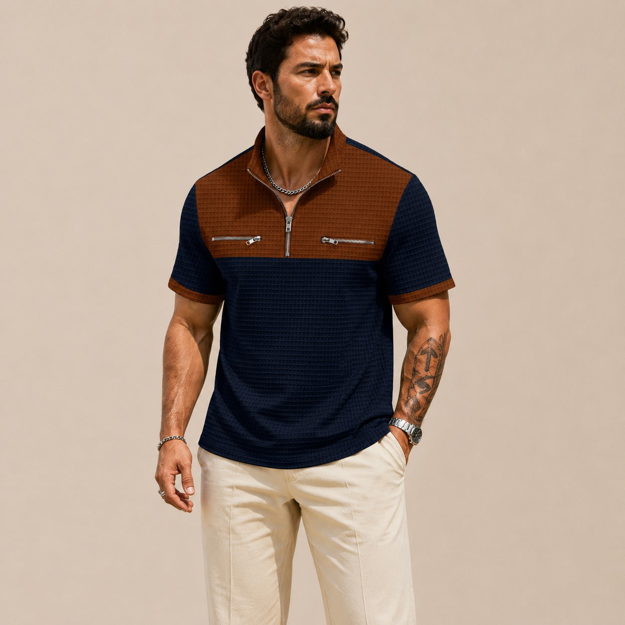 Axton™ Shirt with Zip Collar and Modern Style