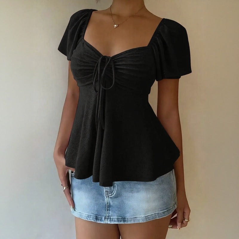 Fiorelle™ Blouse With Delicate Ruched Detail and Lightweight Flowing Fit