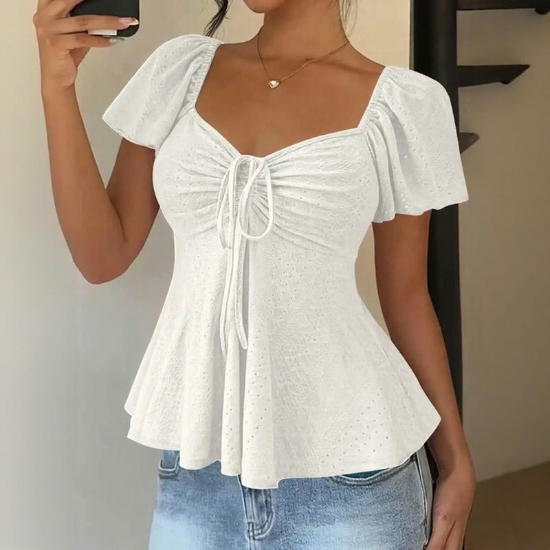 Fiorelle™ Blouse With Delicate Ruched Detail and Lightweight Flowing Fit