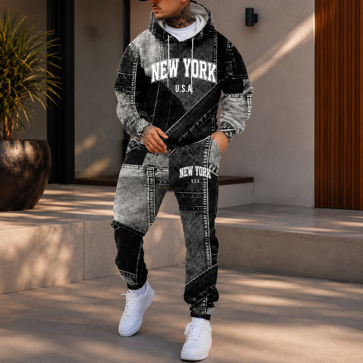 Avelon™ Sweatshirt Set with Denim-Look Finish
