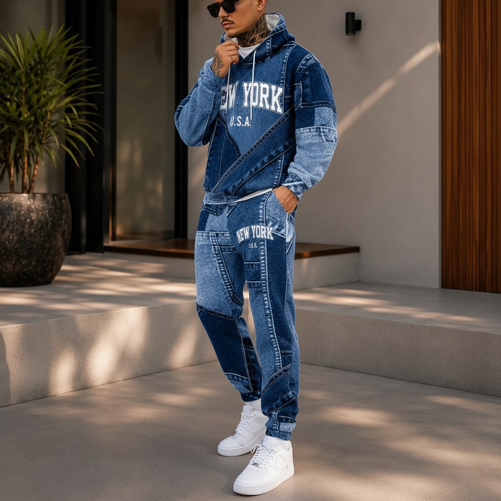 Avelon™ Sweatshirt Set with Denim-Look Finish