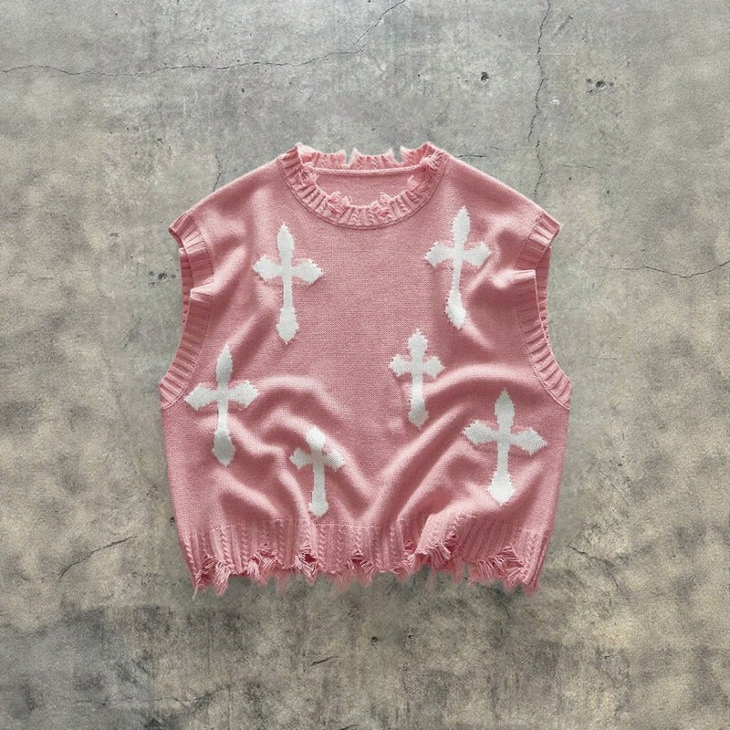 Montero™ Sleeveless Sweater In Soft Knit With Distressed Details