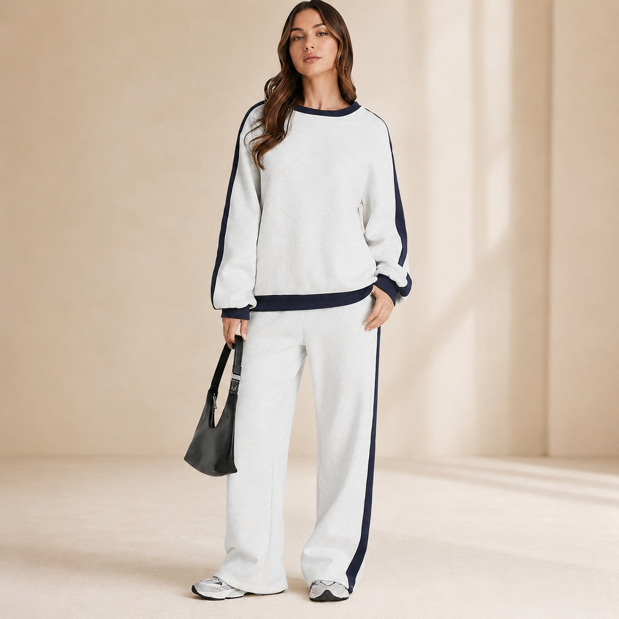 Celestelle™ Sweatshirt Set With Side Stripes And Wide-Leg Pants