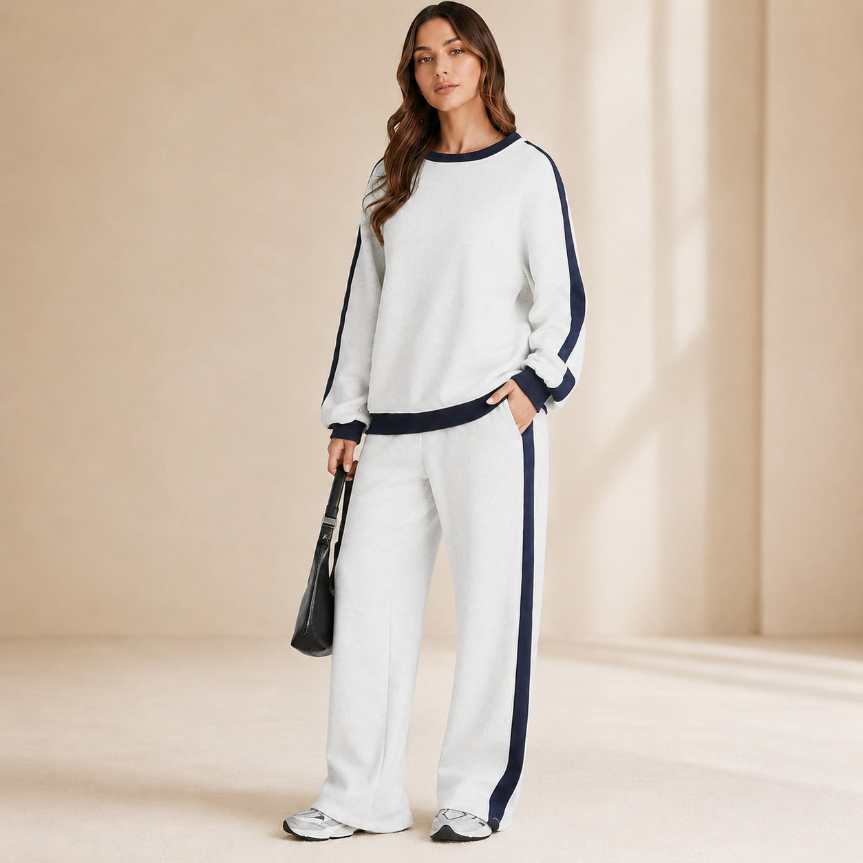 Celestelle™ Sweatshirt Set With Side Stripes And Wide-Leg Pants