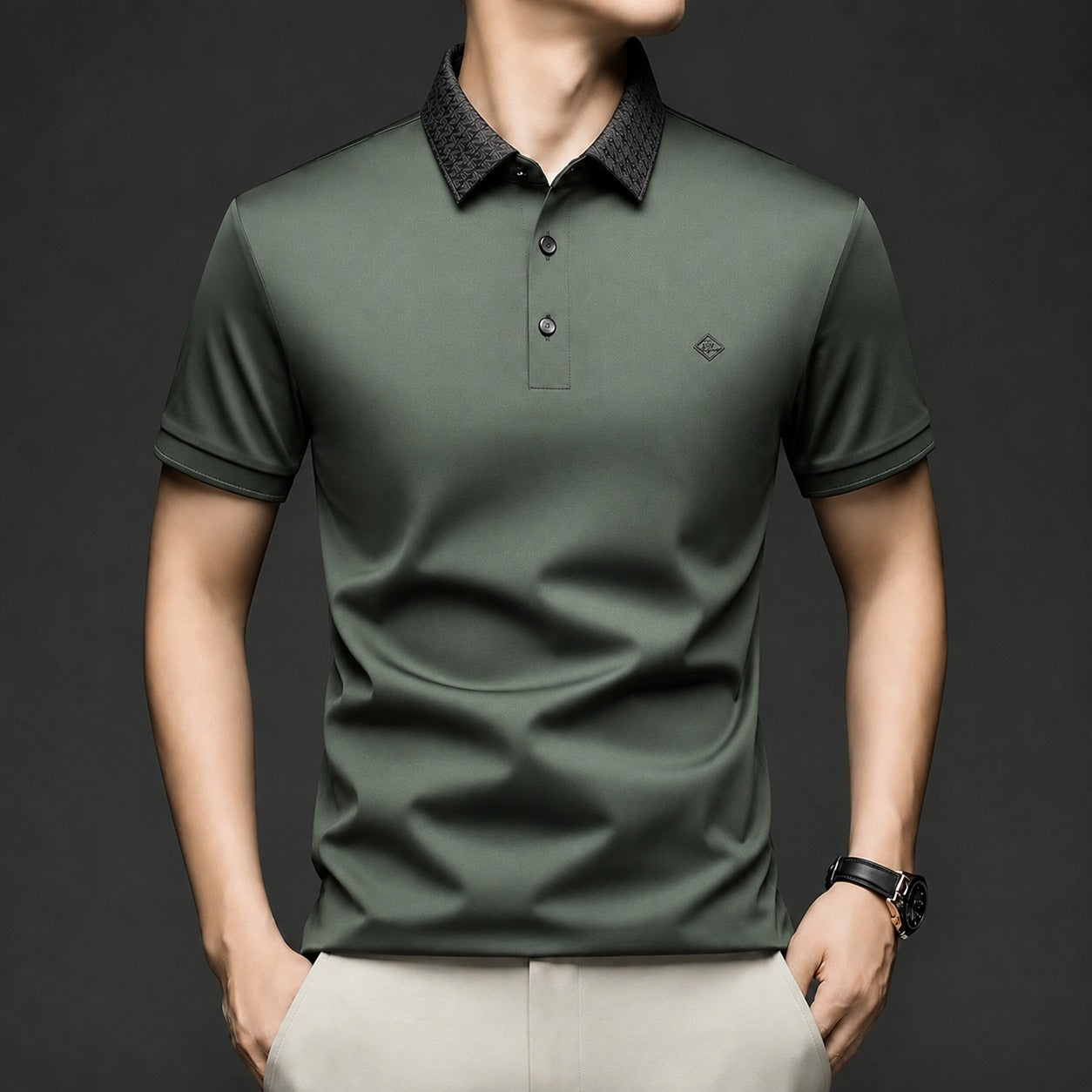 Alviero™ Polo Shirt With Textured Collar And Flexible Fabric