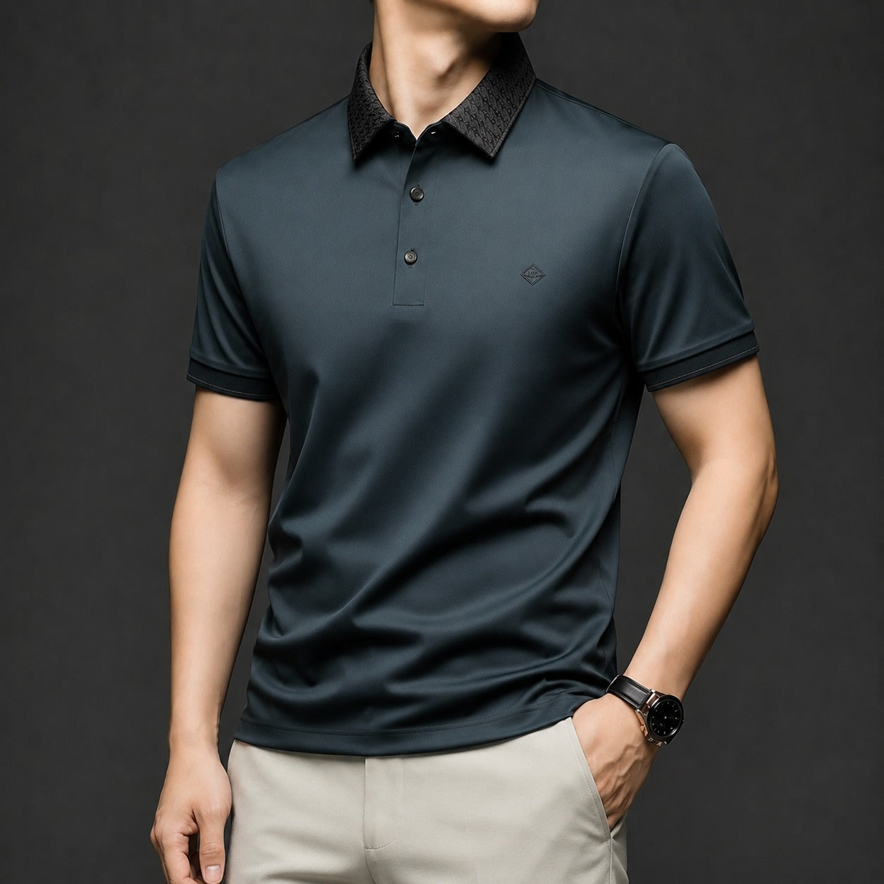 Alviero™ Polo Shirt With Textured Collar And Flexible Fabric